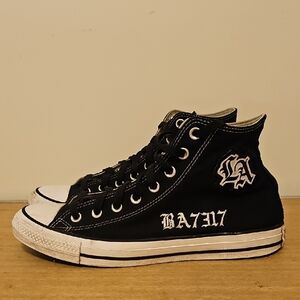 Converse Chuck Taylor All Star High Top Black Embroidered LA Sneakers M9.5 W11.5